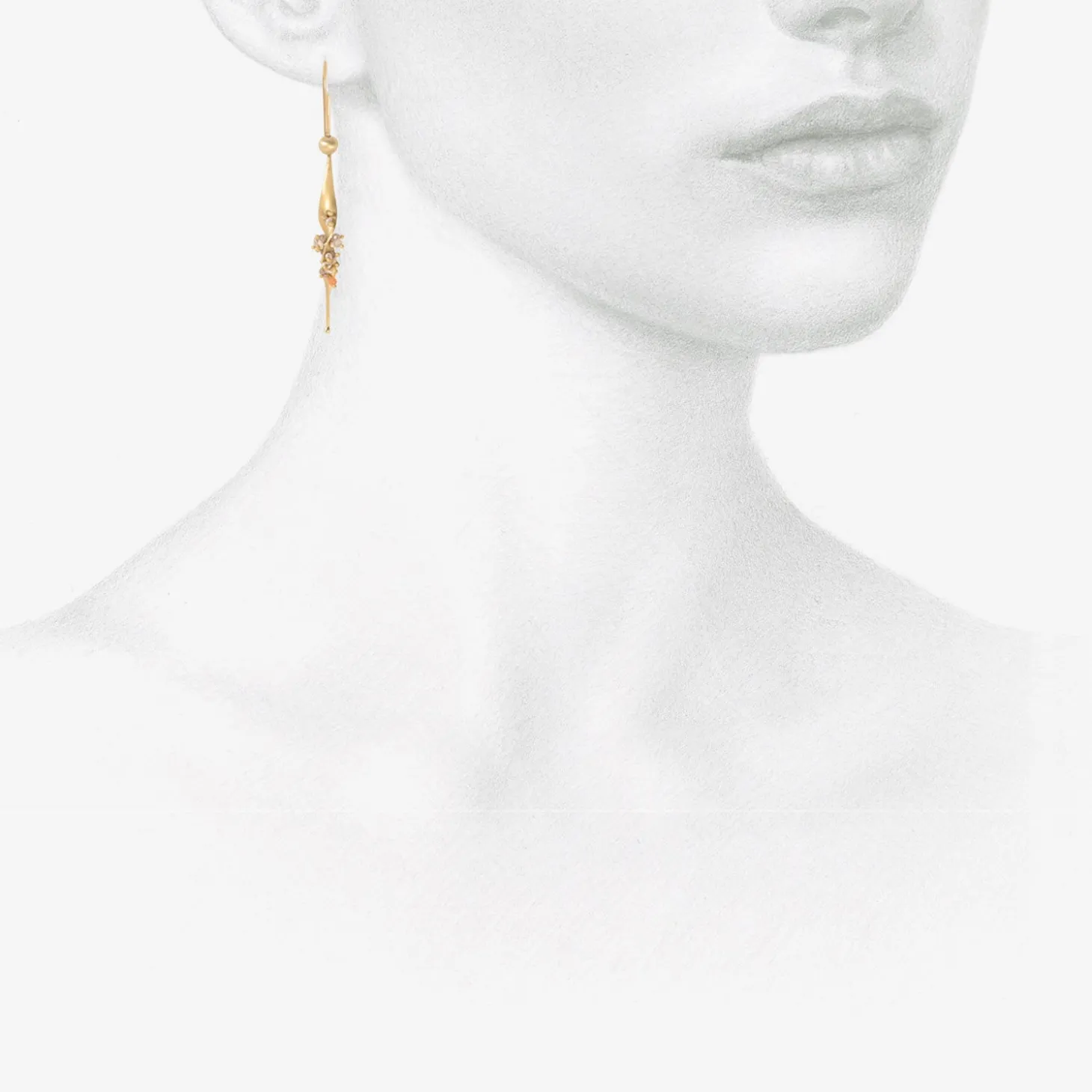 14k small seaweed earrings with keshi pearls & diamonds