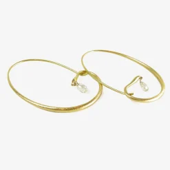 18k small snake hoops with clear diamond briolettes