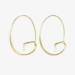 18k small snake hoops with clear diamond briolettes