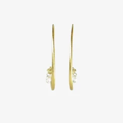 18k small snake hoops with clear diamond briolettes