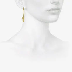 18k small snake hoops with clear diamond briolettes