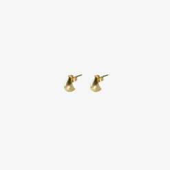 14k small teardrop hewn earrings on posts