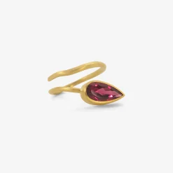 22k thick & thin wrap ring with rubellite tourmaline