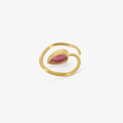 22k thick & thin wrap ring with rubellite tourmaline