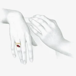 22k thick & thin wrap ring with rubellite tourmaline