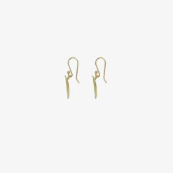 18k tiny rectangular hammered scallop earrings