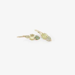 14k triple drop earrings with blue & green tourmaline