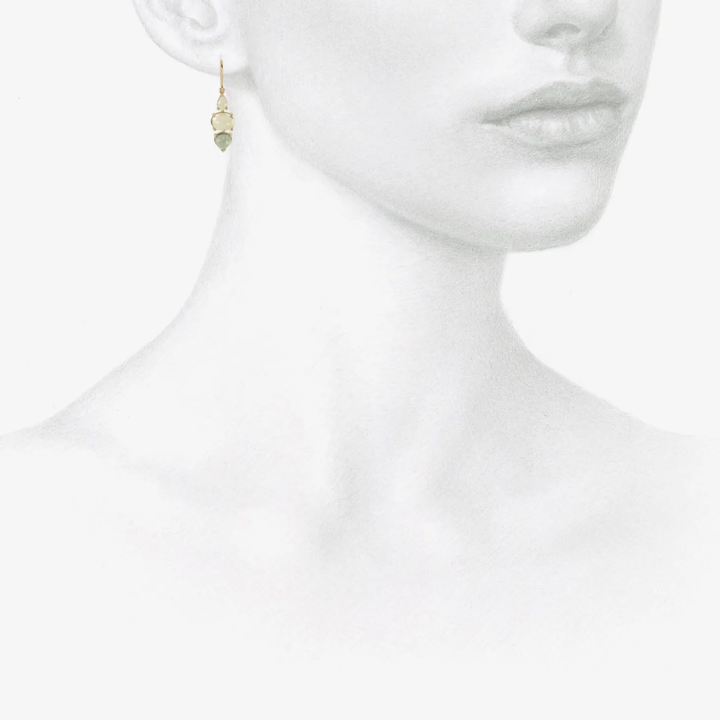 14k triple drop earrings with blue & green tourmaline