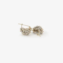 18k white gold & keshi pearl basket earrings