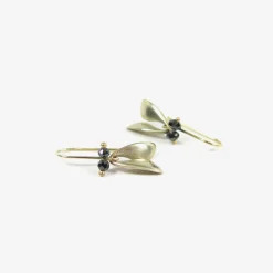18k white gold fly wings with black diamonds