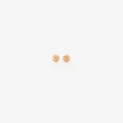 14k yellow gold & diamond extra large blossom studs, .12ct