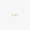 14k yellow gold & diamond small blossom studs, .015ct