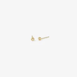 14k yellow gold & diamond small blossom studs, .015ct