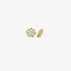 14k yellow gold dotted circle studs