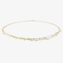 18k yellow gold double tiny random dots necklace