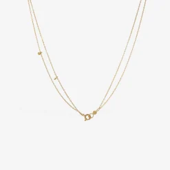 18k yellow gold double tiny random dots necklace