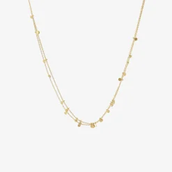 18k yellow gold double tiny random dots necklace