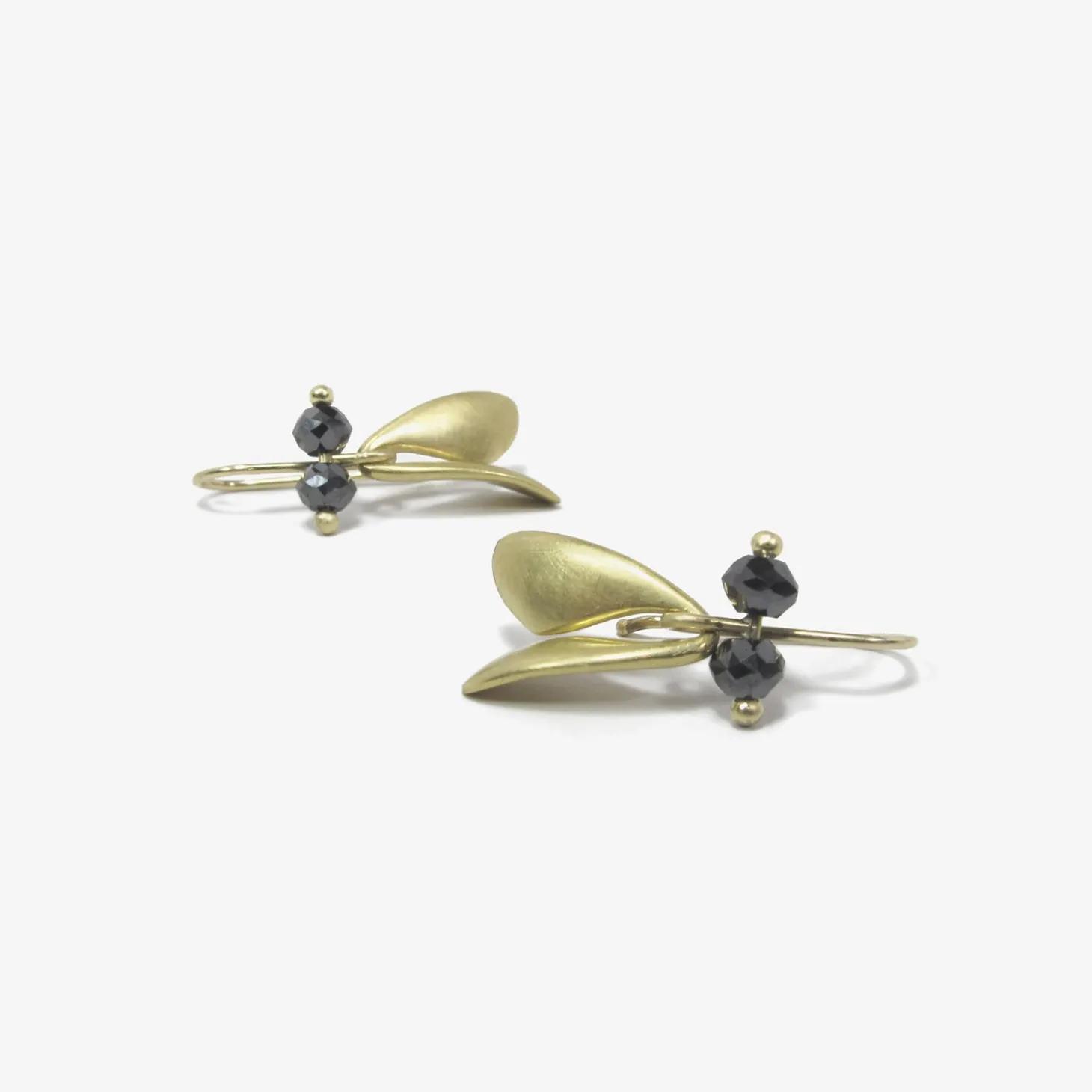 18k yellow gold fly wings with black diamonds