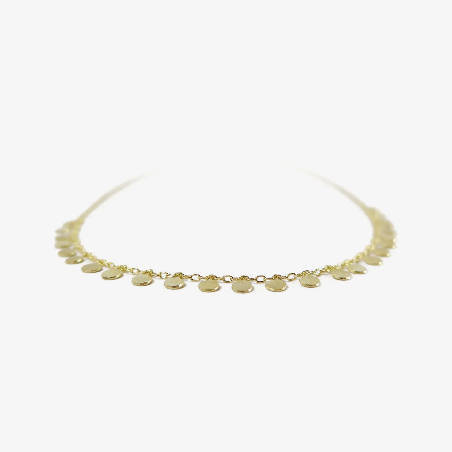 18k yellow gold medium dots arc necklace