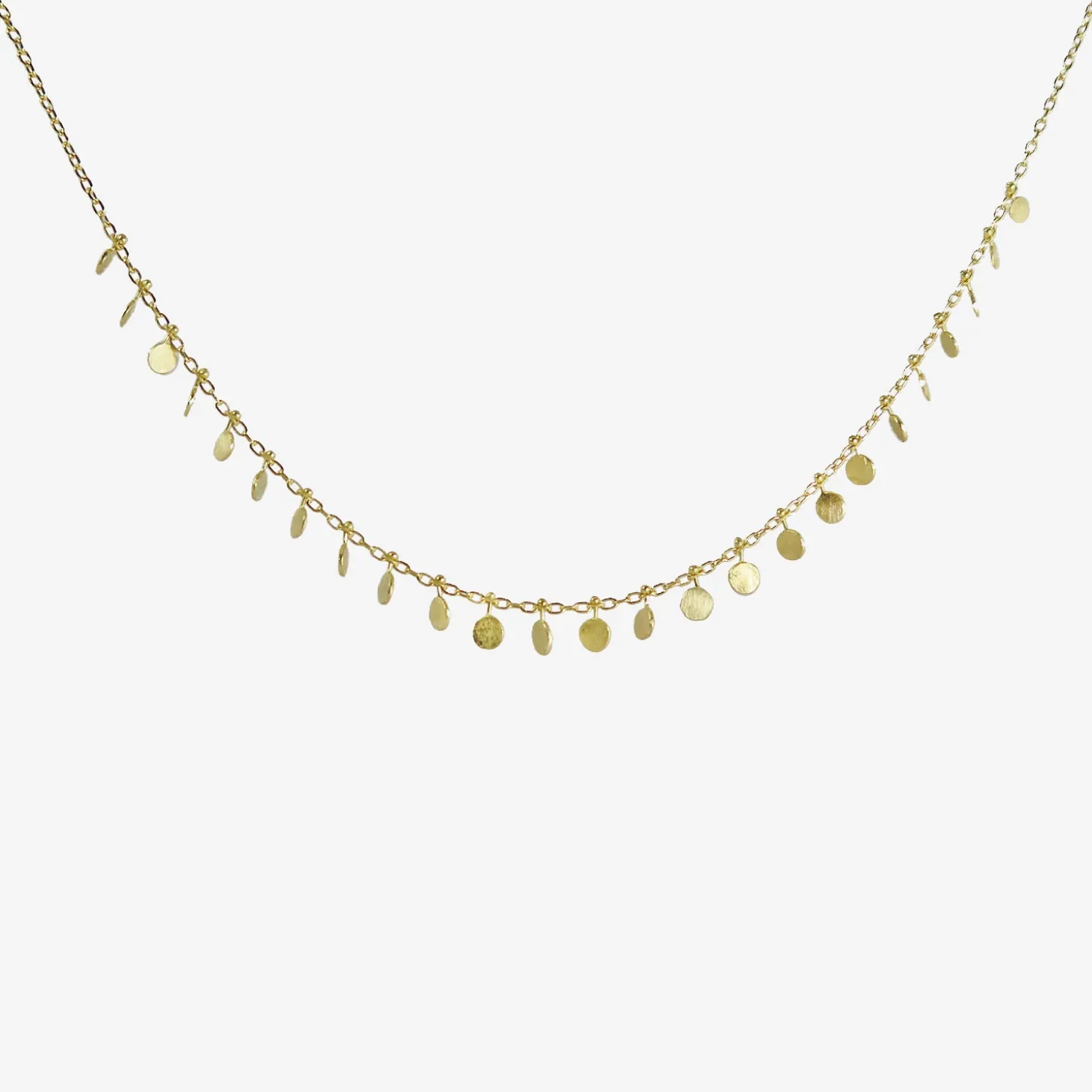 18k yellow gold medium dots arc necklace