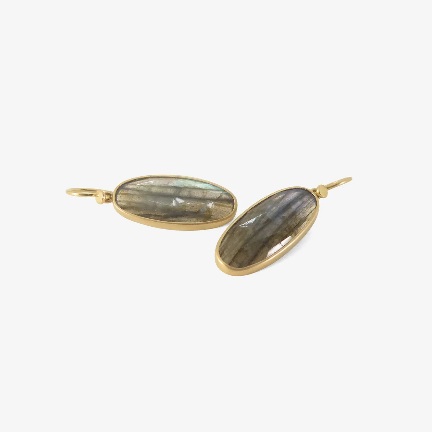 lola brooks 18k & elongated oval labradorite drop earrings, 10.07ct
