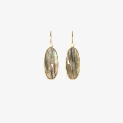 lola brooks 18k & elongated oval labradorite drop earrings, 10.07ct