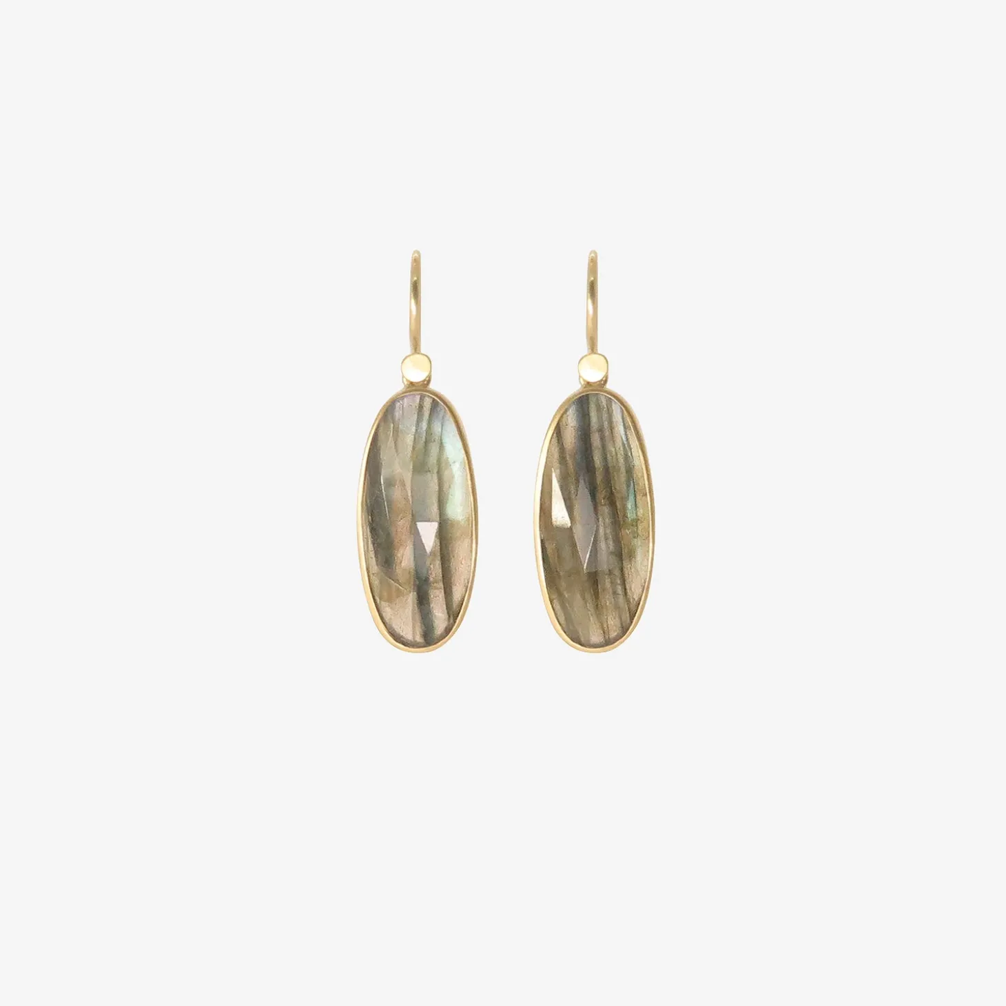 lola brooks 18k & elongated oval labradorite drop earrings, 10.07ct