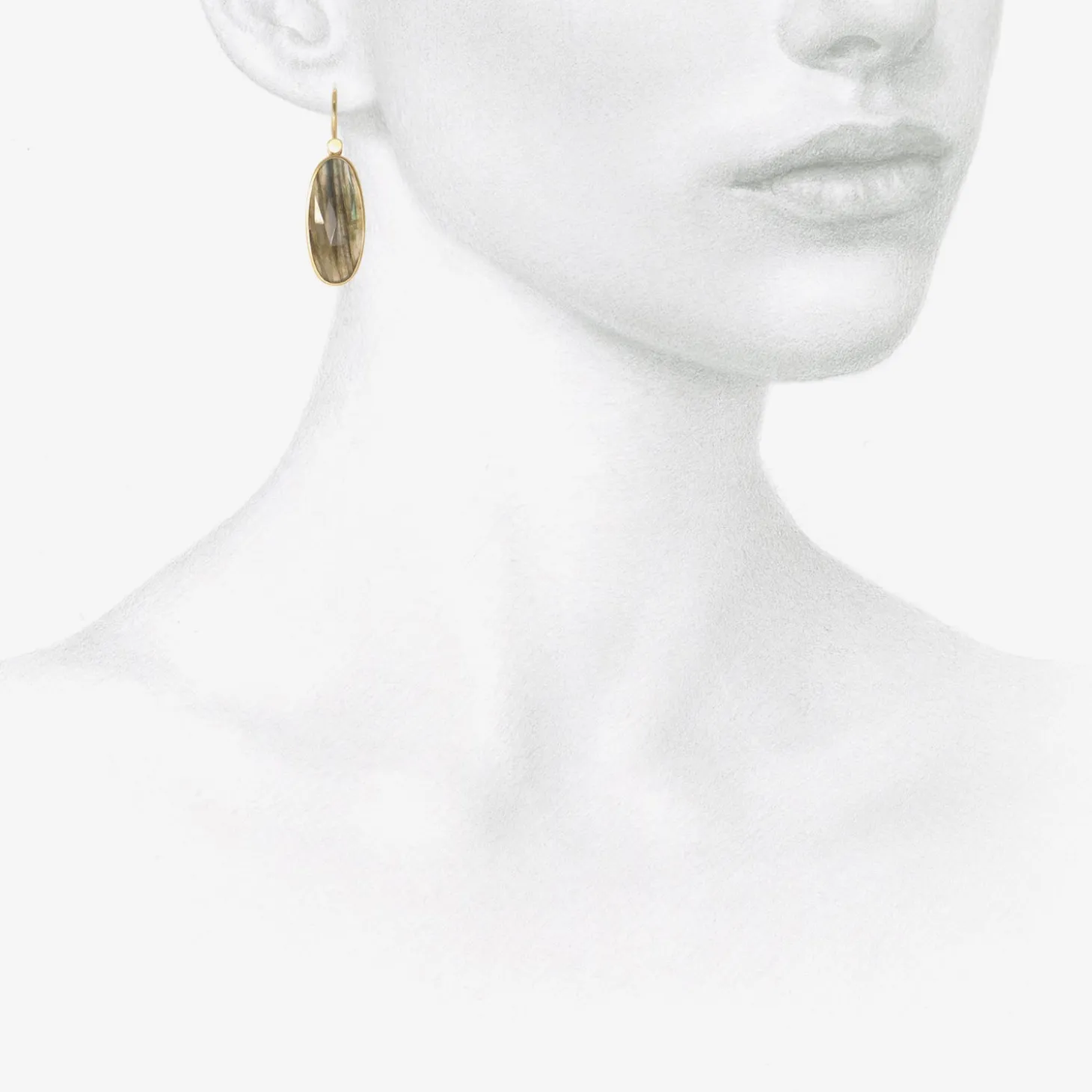 lola brooks 18k & elongated oval labradorite drop earrings, 10.07ct