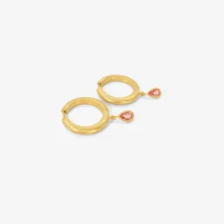16mm signature hoops with pear-shaped padparadscha sapphire drops, .89ct