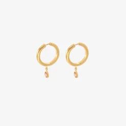 16mm signature hoops with pear-shaped padparadscha sapphire drops, .89ct