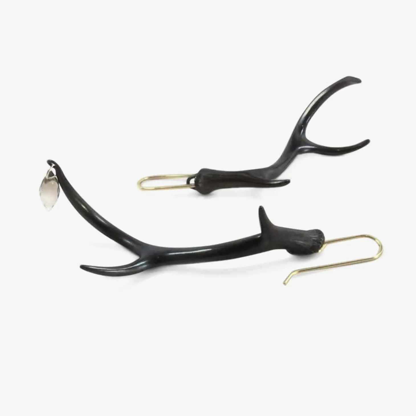oxidized bronze & smoky quartz antler earrings