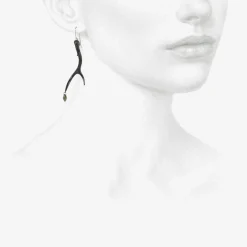 oxidized bronze & smoky quartz antler earrings