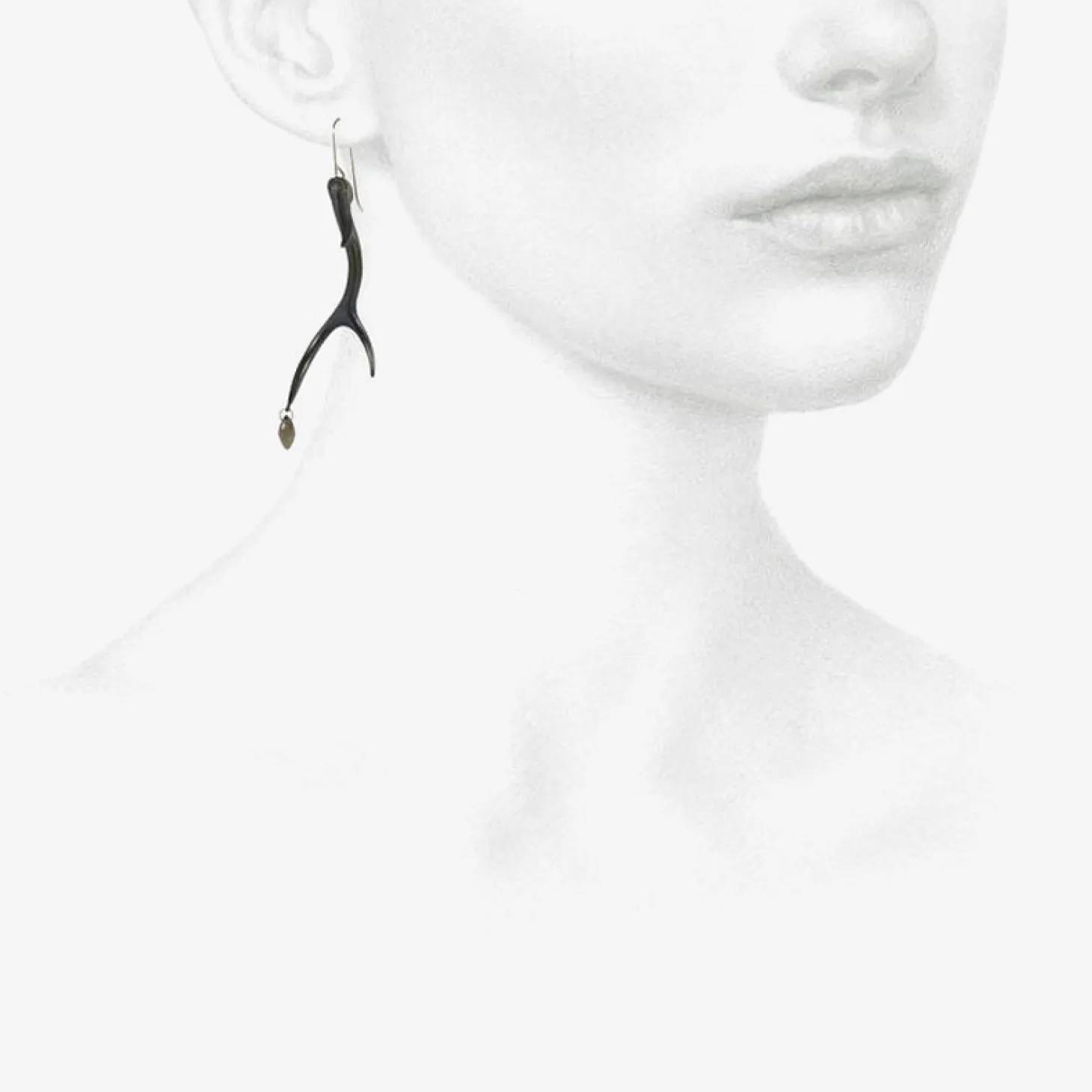 oxidized bronze & smoky quartz antler earrings