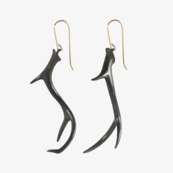 oxidized bronze antler earrings