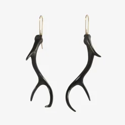 oxidized bronze antler earrings