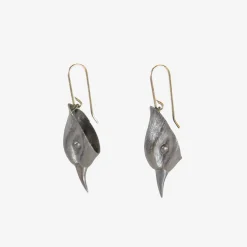 oxidized bronze bird head earrings
