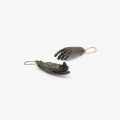 oxidized bronze hand earrings
