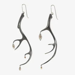 oxidized bronze large antler earrings