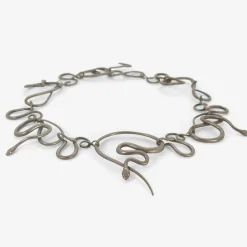 oxidized bronze snake necklace