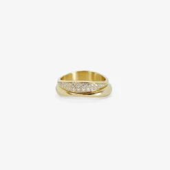 pair of 14k nesting hewn stacking rings with pavé diamonds, .27ct