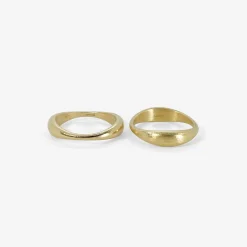 pair of 14k nesting hewn stacking rings