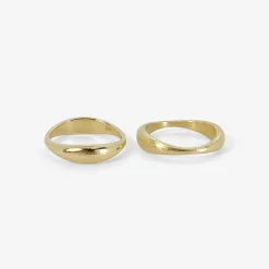 pair of 14k nesting hewn stacking rings