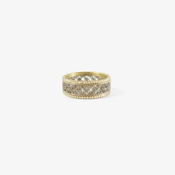platinum & 18k damask band with micro pavé diamonds
