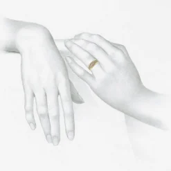 platinum & 18k damask band with micro pavé diamonds