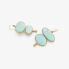 silver & 22k double drop persian turquoise earrings with 24k drops