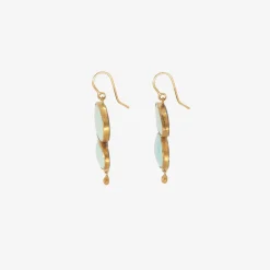 silver & 22k double drop persian turquoise earrings with 24k drops