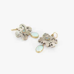 silver & 18k leftover shape earrings with opals & persian turquoise drops