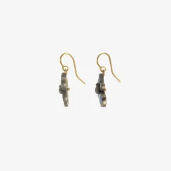 silver & opal wildflower earrings with 18k details