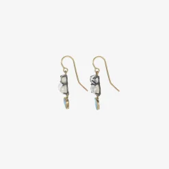 silver & quadruple moonstone earrings with opal drops