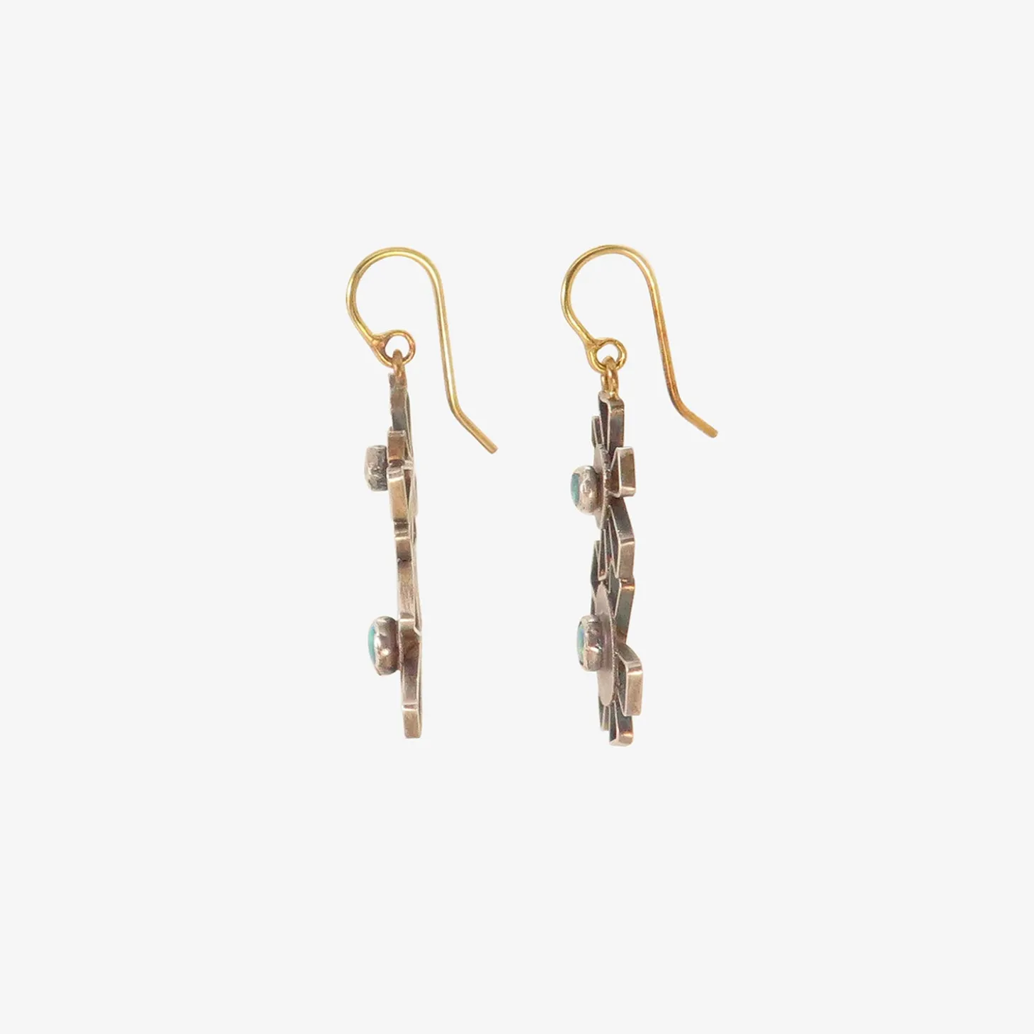 sterling silver & ethiopian opal double starry flowery earrings